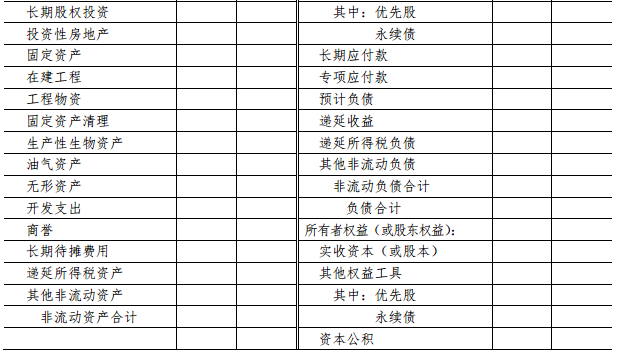 一般企业财务报表格式